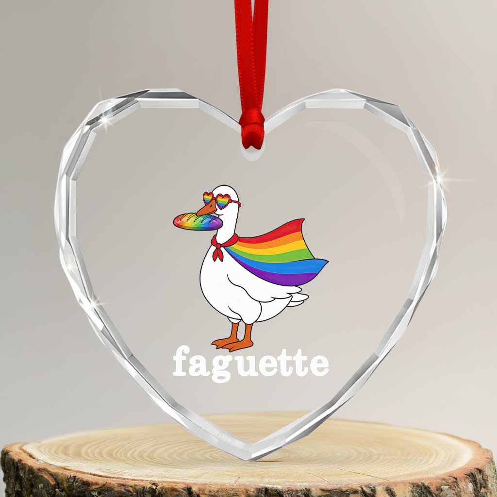 Faguette LGBTQ Heart Crystal Glass Ornament Funny Pride Goose Rainbow