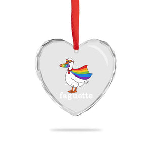 Faguette LGBTQ Heart Crystal Glass Ornament Funny Pride Goose Rainbow