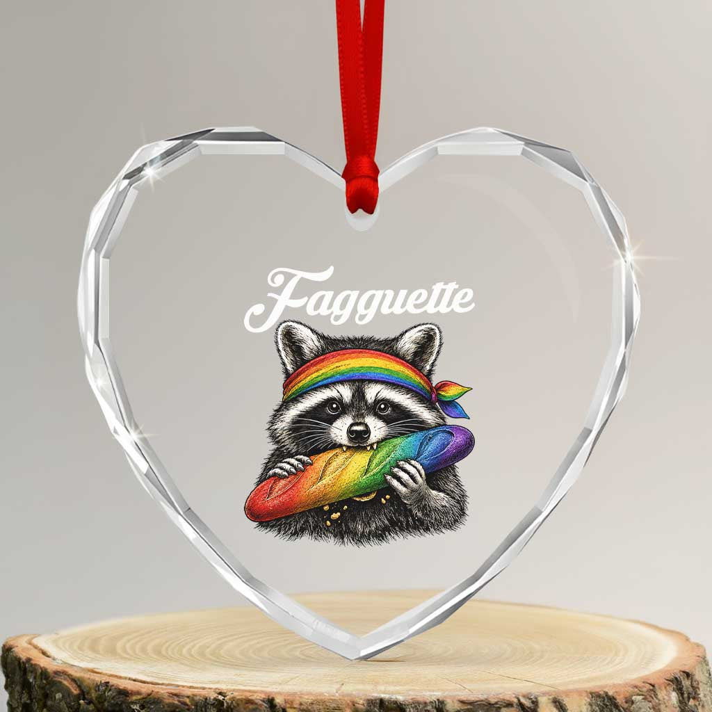 Faguette LGBTQ Heart Crystal Glass Ornament Funny Pride Raccoon Rainbow TS14 Transparent Glass 3'' Heart Print Your Wear