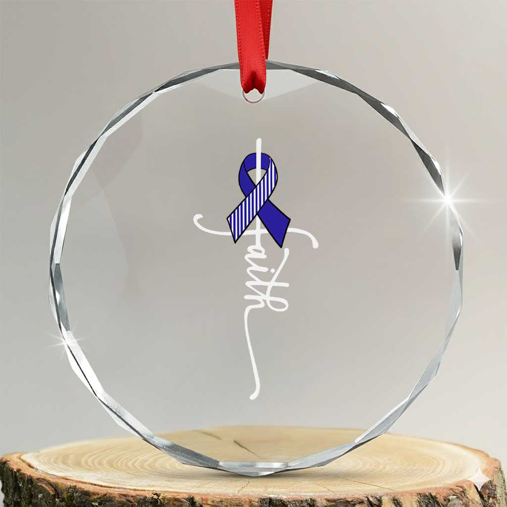 Faith ALS Awareness Crystal Glass Ornament Blue Ribbon Motivational TS10 Transparent Glass 3'' Circle Print Your Wear