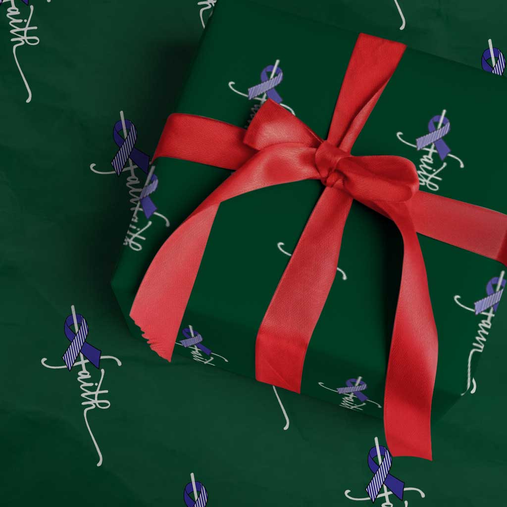Faith ALS Awareness Wrapping Paper Roll Blue Ribbon Motivational TS10 Green Print Your Wear