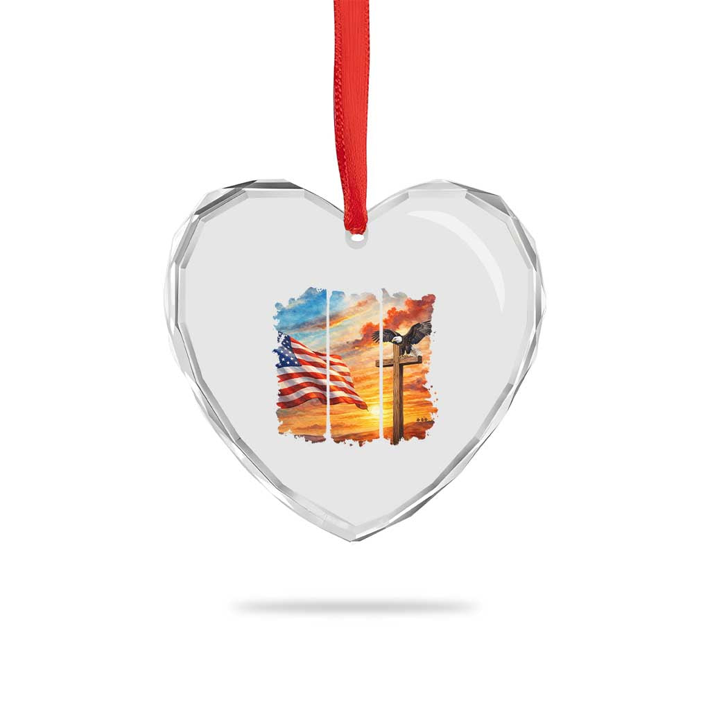 Faith And Freedom Christian American Flag Eagle Heart Crystal Glass Ornament American Faith Pride TS12 Print Your Wear