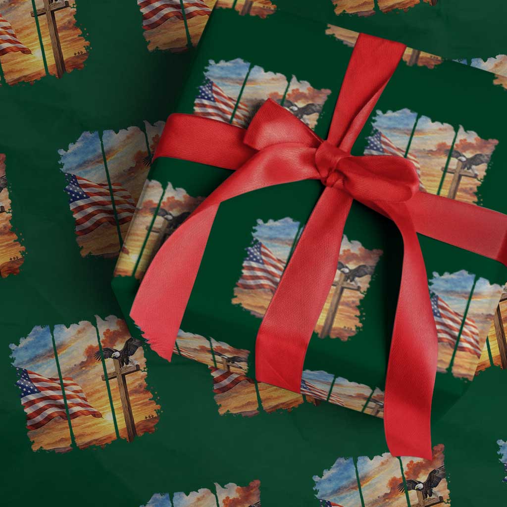 Faith And Freedom Christian American Flag Eagle Wrapping Paper Roll American Faith Pride TS12 Green Print Your Wear
