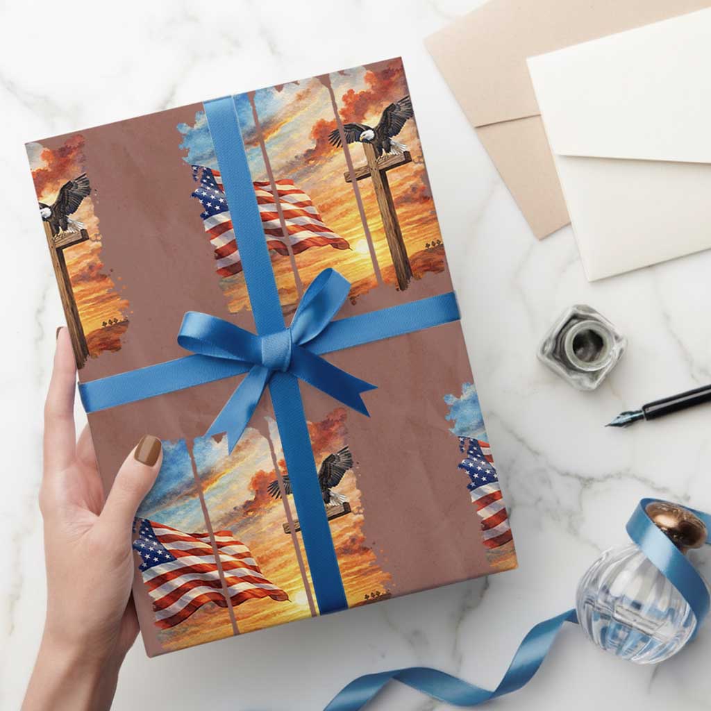 Faith And Freedom Christian American Flag Eagle Wrapping Paper Roll American Faith Pride TS12 Mocha Print Your Wear