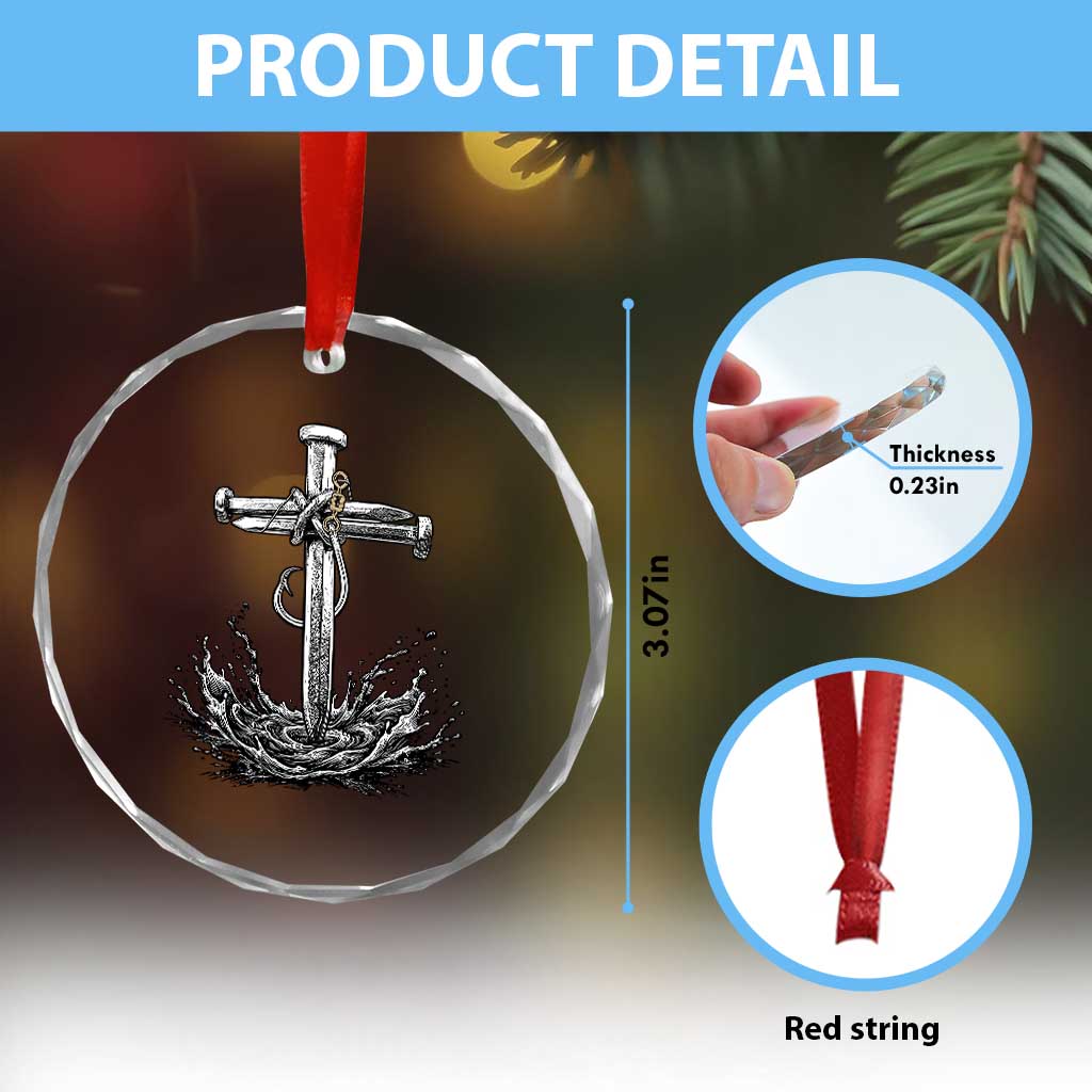 Faith Family Fishing Crystal Glass Ornament Christian Jesus Cross Fathers Day Gift TS12 Print Your Wear