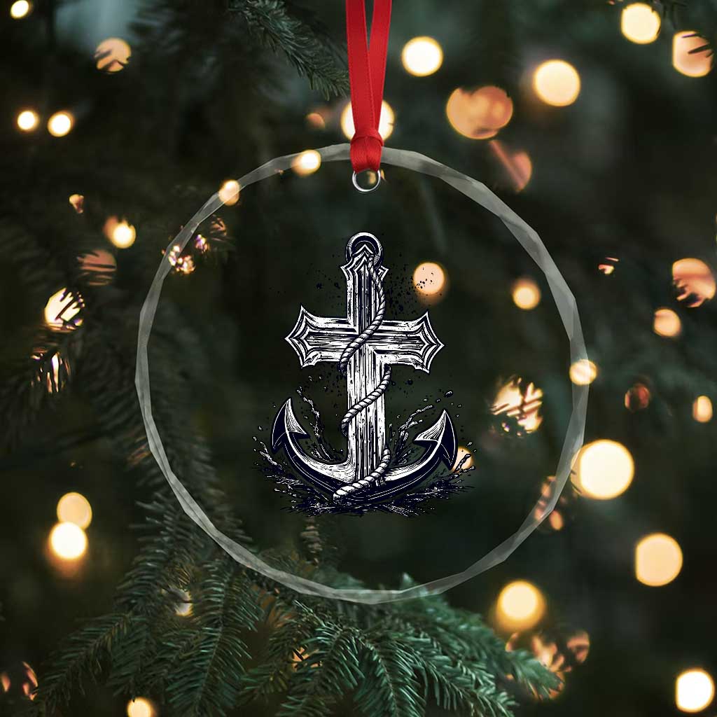 Faith Family Fishing Jesus Cross Anchor Crystal Glass Ornament Funny Christian Fisherman TS12 Print Your Wear