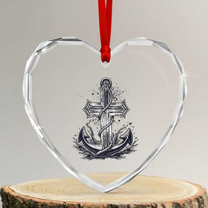 Faith Family Fishing Jesus Cross Anchor Heart Crystal Glass Ornament Funny Christian Fisherman TS12 Transparent Glass 3'' Heart Print Your Wear