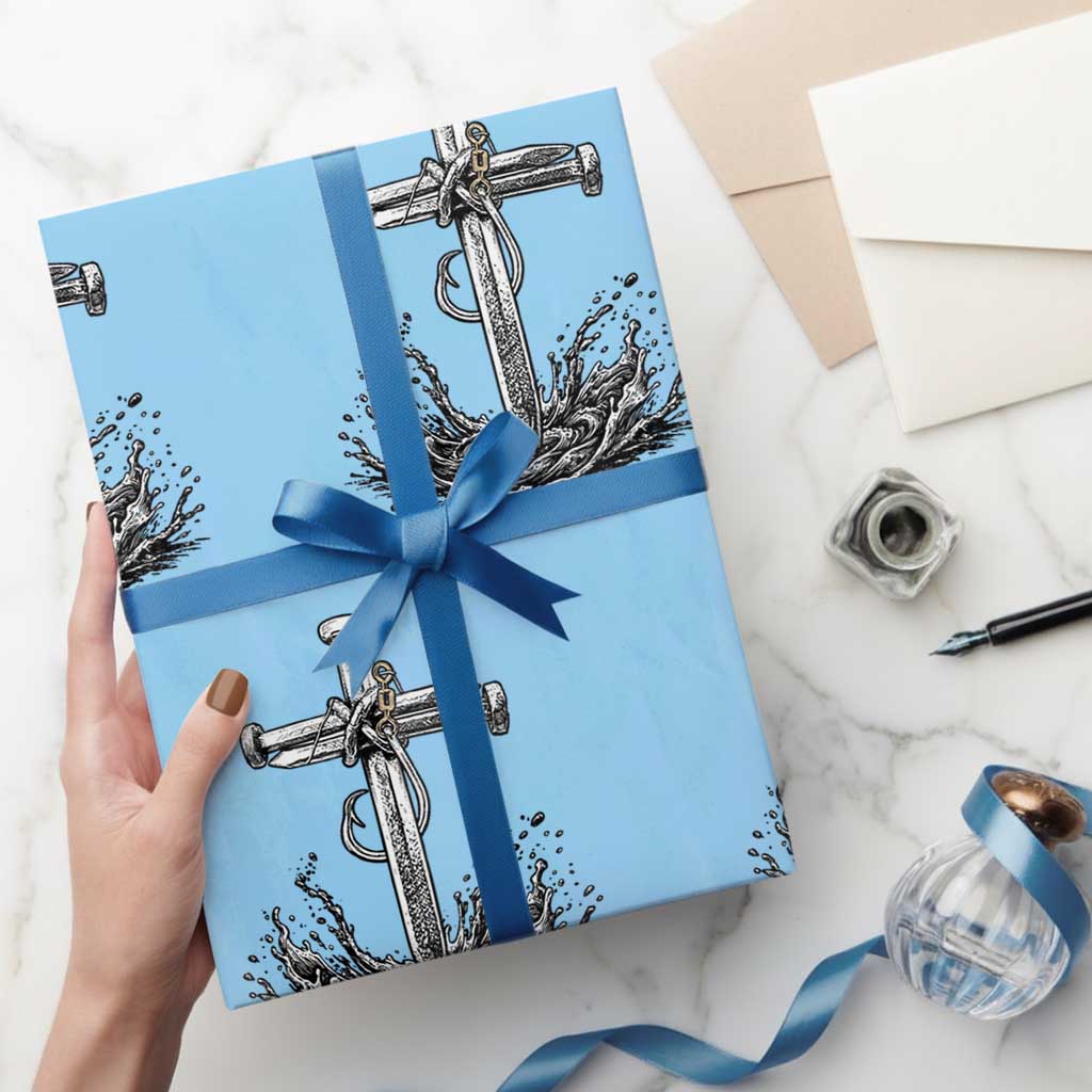 Faith Family Fishing Wrapping Paper Roll Christian Jesus Cross Fathers Day Gift TS12 Light Blue Print Your Wear