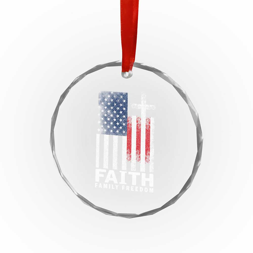 Faith Family Freedom Crystal Glass Ornament Charlie Kirk Patriotic Christian Vintage USA Flag TS10 Print Your Wear