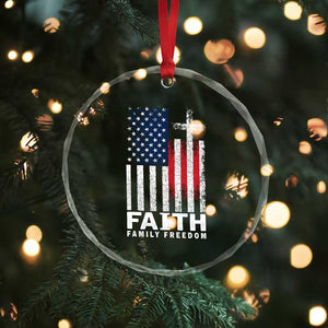 Faith Family Freedom Crystal Glass Ornament Charlie Kirk Patriotic Christian Vintage USA Flag TS10 Print Your Wear