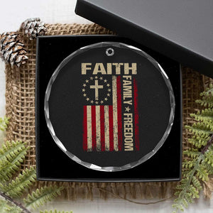 Faith Family Freedom Crystal Glass Ornament Patriotic Christian Vintage USA Flag TS10 Print Your Wear