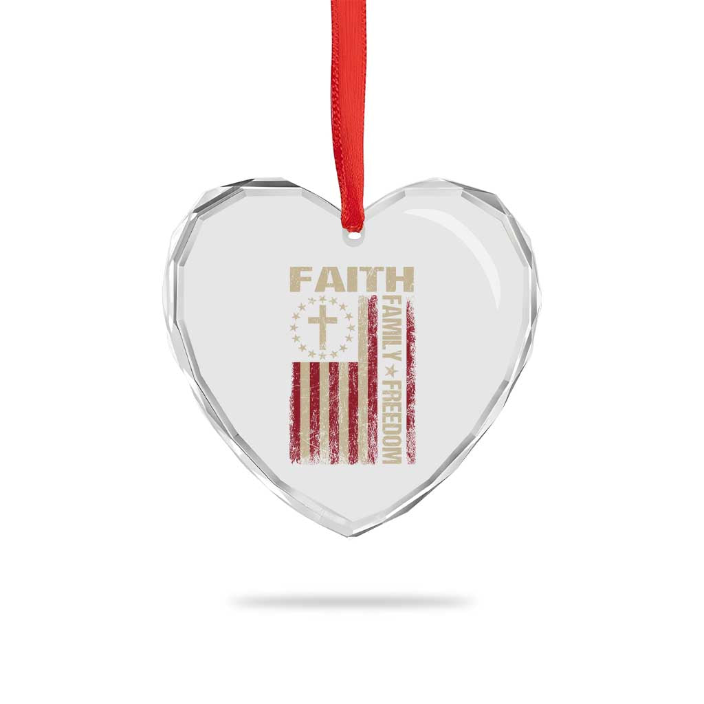 Faith Family Freedom Heart Crystal Glass Ornament Patriotic Christian Vintage USA Flag TS10 Print Your Wear
