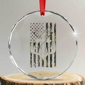 Faith Fishing Hunting Camo US Flag Cross With Hook Christian Crystal Glass Ornament TS11 Transparent Glass 3'' Circle Print Your Wear