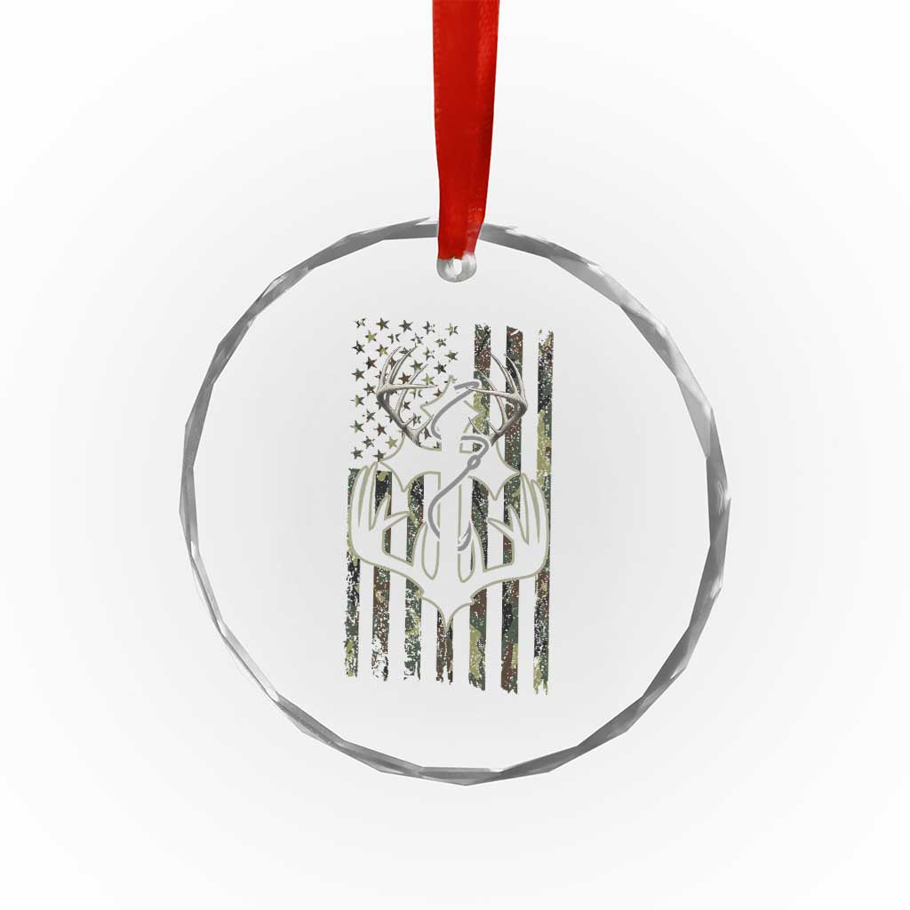 Faith Fishing Hunting Camo US Flag Cross With Hook Christian Crystal Glass Ornament TS11 Print Your Wear