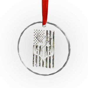 Faith Fishing Hunting Camo US Flag Cross With Hook Christian Crystal Glass Ornament TS11 Print Your Wear