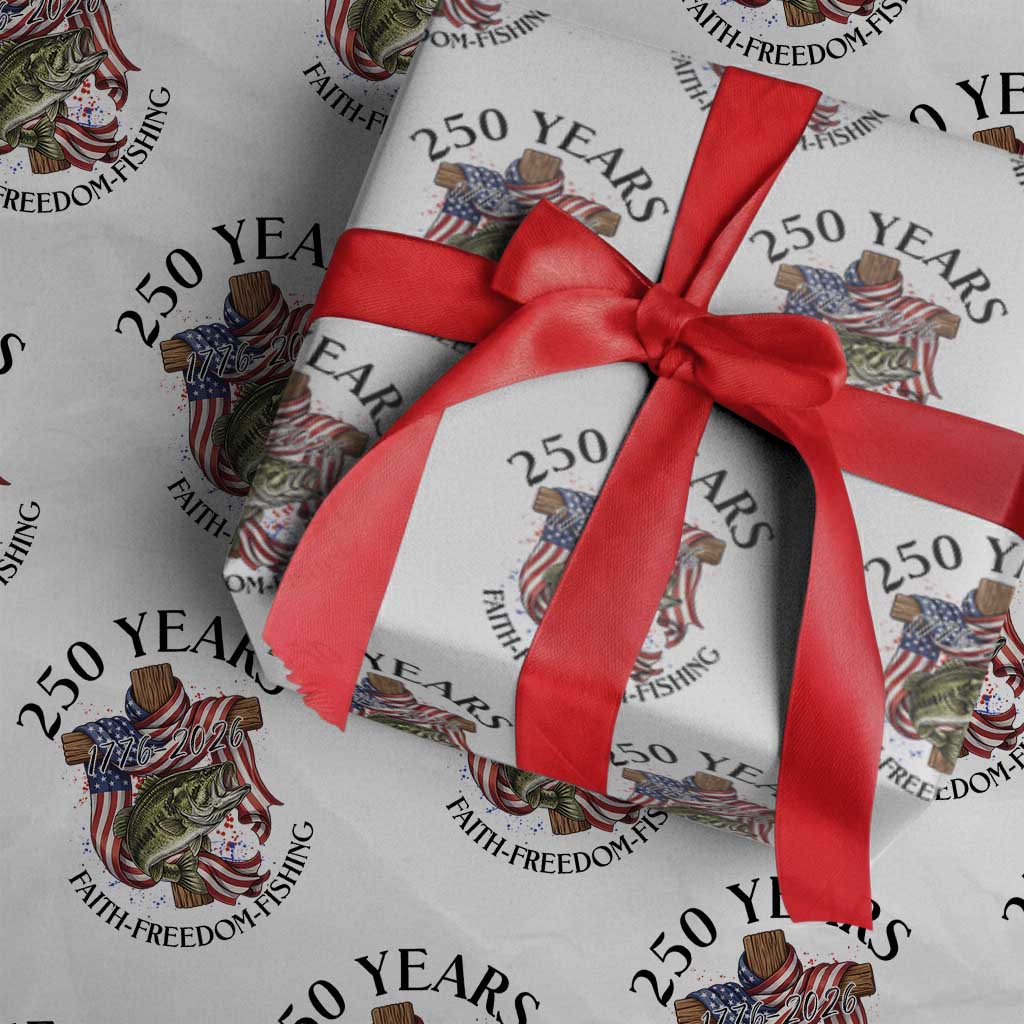 Faith Freedom Fishing Wrapping Paper Roll 250 Years Of Christian Fish Hunting TS12 White Print Your Wear