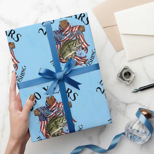 Faith Freedom Fishing Wrapping Paper Roll 250 Years Of Christian Fish Hunting TS12 Light Blue Print Your Wear