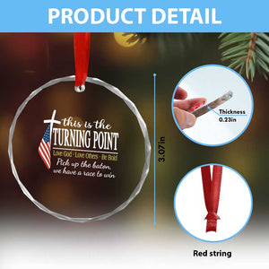 Faith Fueled Turning Point Crystal Glass Ornament Christian Patriot Cross and American Flag TS02 Print Your Wear