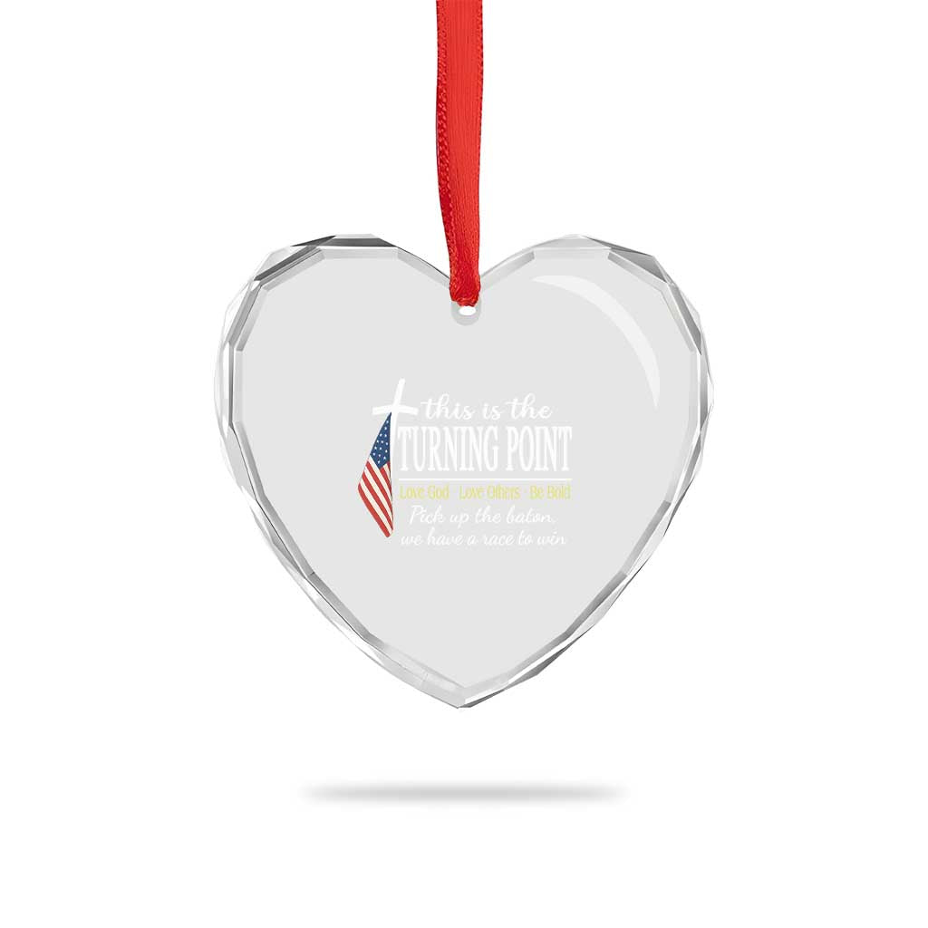 Faith Fueled Turning Point Heart Crystal Glass Ornament Christian Patriot Cross and American Flag TS02 Print Your Wear
