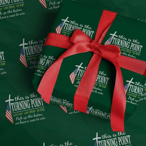 Faith Fueled Turning Point Wrapping Paper Roll Christian Patriot Cross and American Flag TS02 Green Print Your Wear