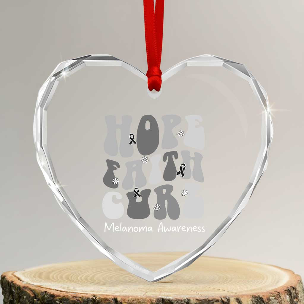 Faith Hope Cure Melanoma Awareness Heart Crystal Glass Ornament Skin Cancer Fighter TS12 Transparent Glass 3'' Heart Print Your Wear