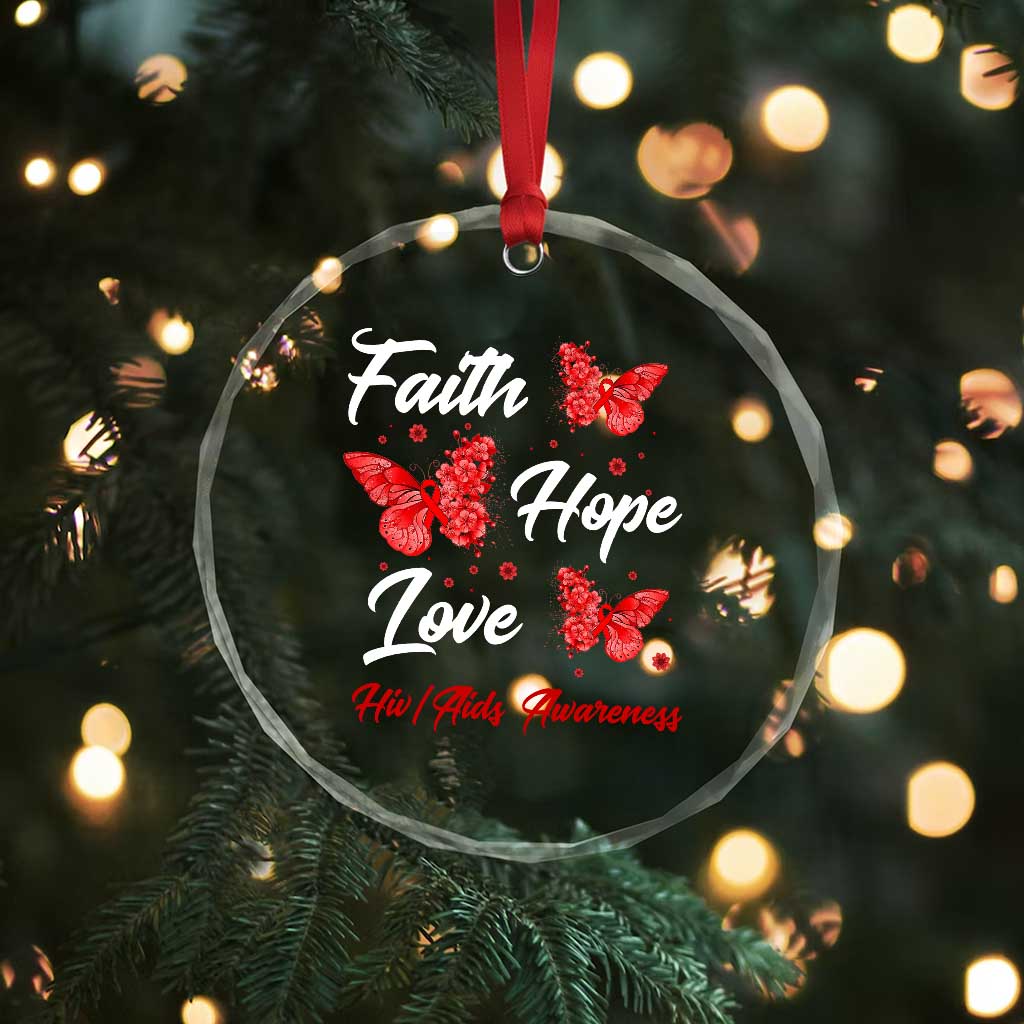 Faith Hope Love HIV AIDS Awareness Butterfly Gift Crystal Glass Ornament TS12 Print Your Wear