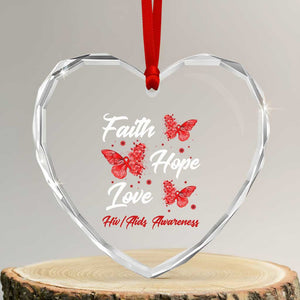 Faith Hope Love HIV AIDS Awareness Butterfly Gift Heart Crystal Glass Ornament TS12 Transparent Glass 3'' Heart Print Your Wear