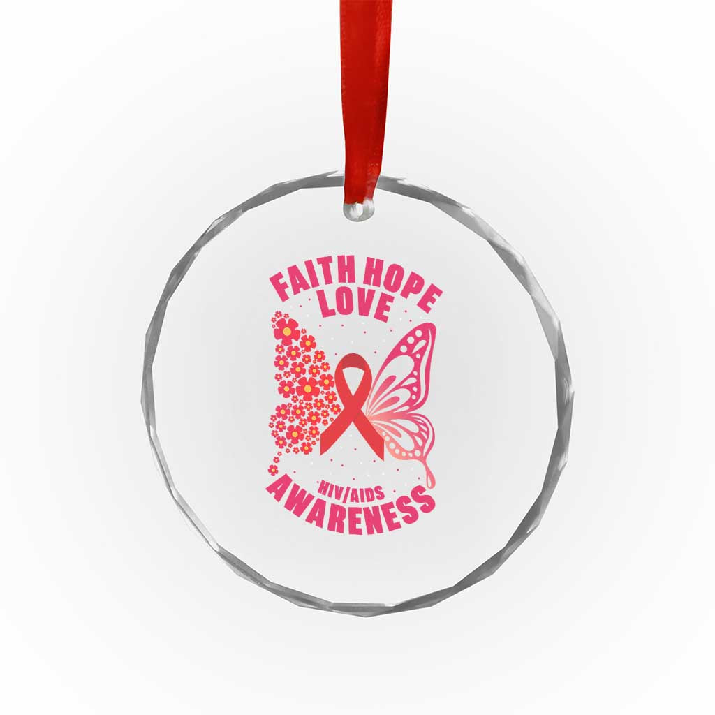 Faith Hope Love HIV Butterfly Crystal Glass Ornament Awareness Month Gift TS12 Print Your Wear