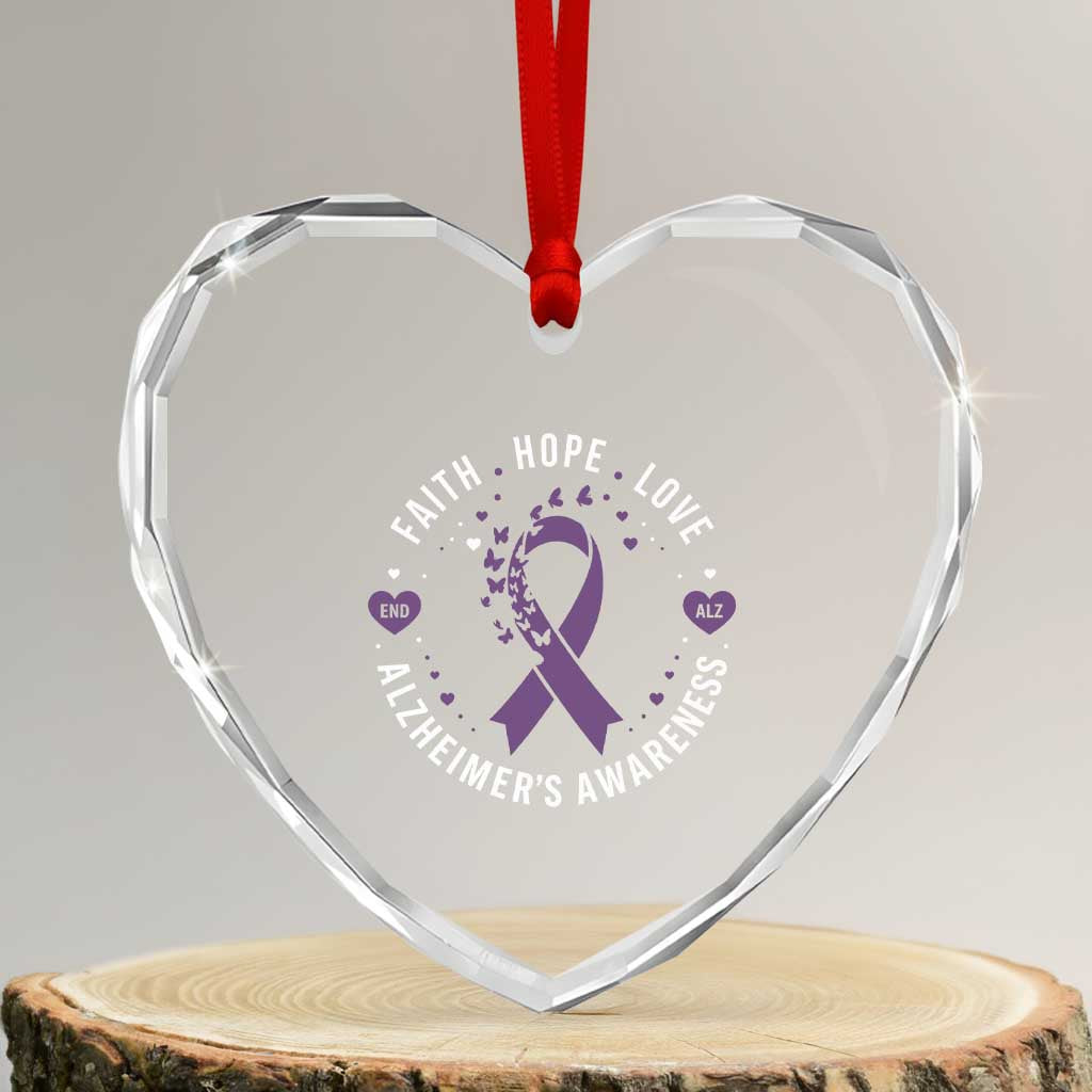 Faith Hope Love Purple Ribbon Heart Crystal Glass Ornament End Alzheimers Butterfly Graphic TS12 Transparent Glass 3'' Heart Print Your Wear