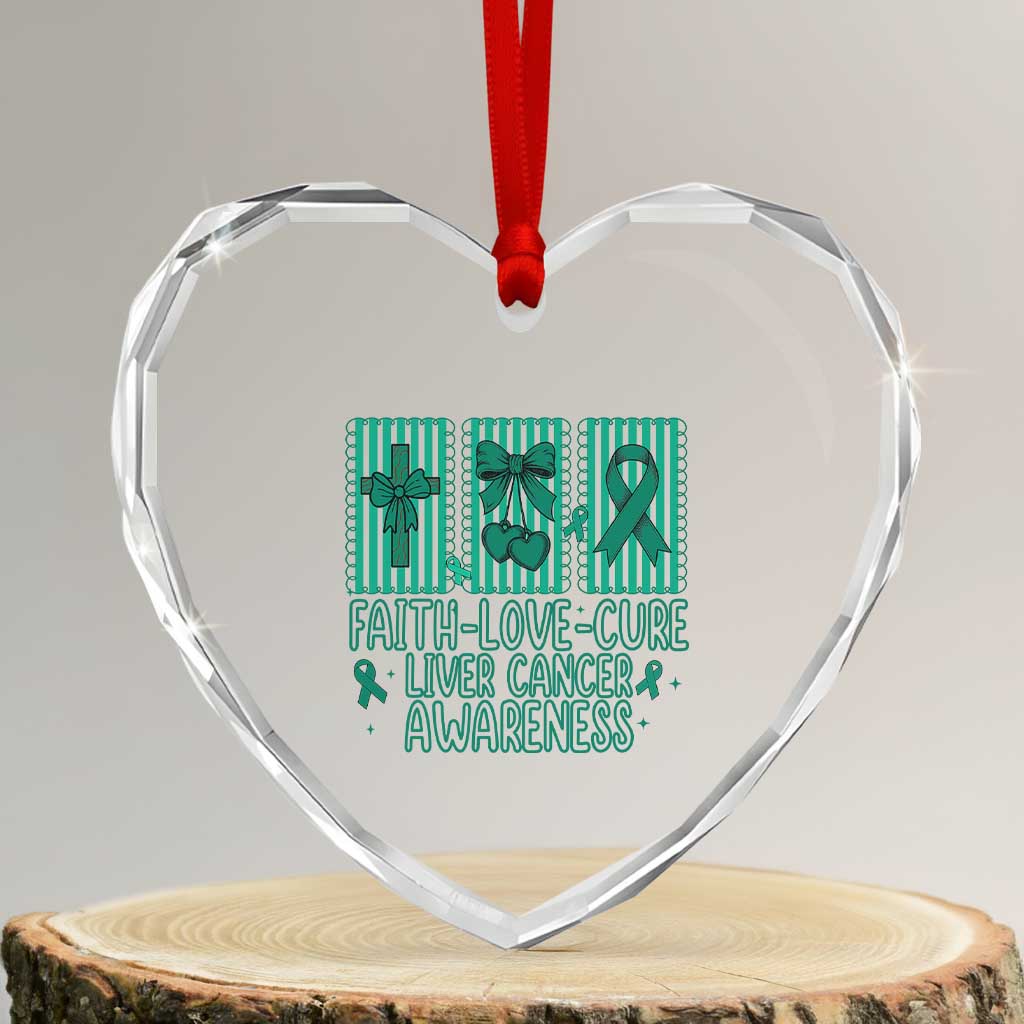 Faith Love And Cure Liver Cancer Awareness Heart Crystal Glass Ornament Hope Survivor Support TS12 Transparent Glass 3'' Heart Print Your Wear