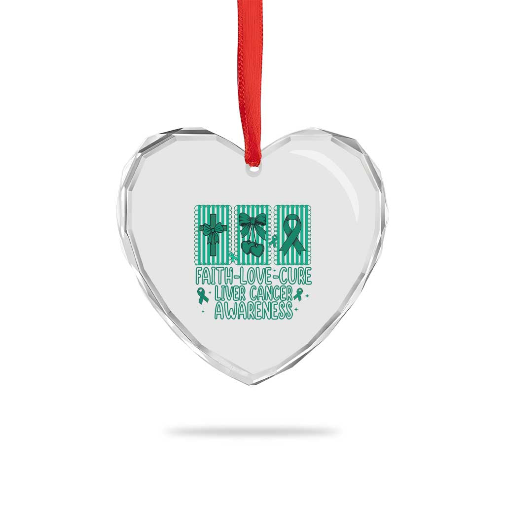 Faith Love And Cure Liver Cancer Awareness Heart Crystal Glass Ornament Hope Survivor Support
