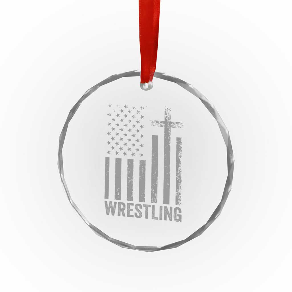 Faith Wrestling Crystal Glass Ornament Christian Wrestler American Flag Cross TS10 Print Your Wear