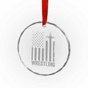 Faith Wrestling Crystal Glass Ornament Christian Wrestler American Flag Cross TS10 Print Your Wear