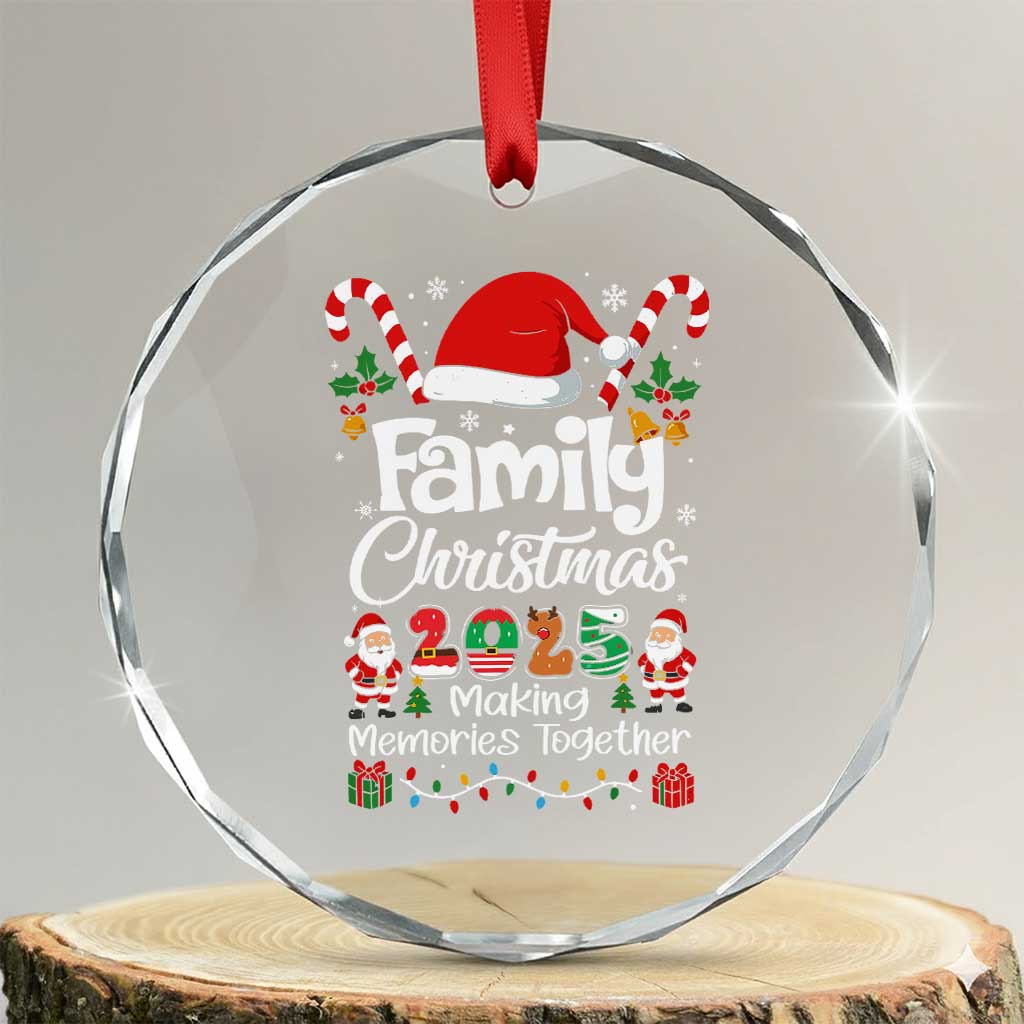 Family Christmas 2025 Crystal Glass Ornament Matching Xmas Squad Santa TS10 Transparent Glass 3'' Circle Print Your Wear