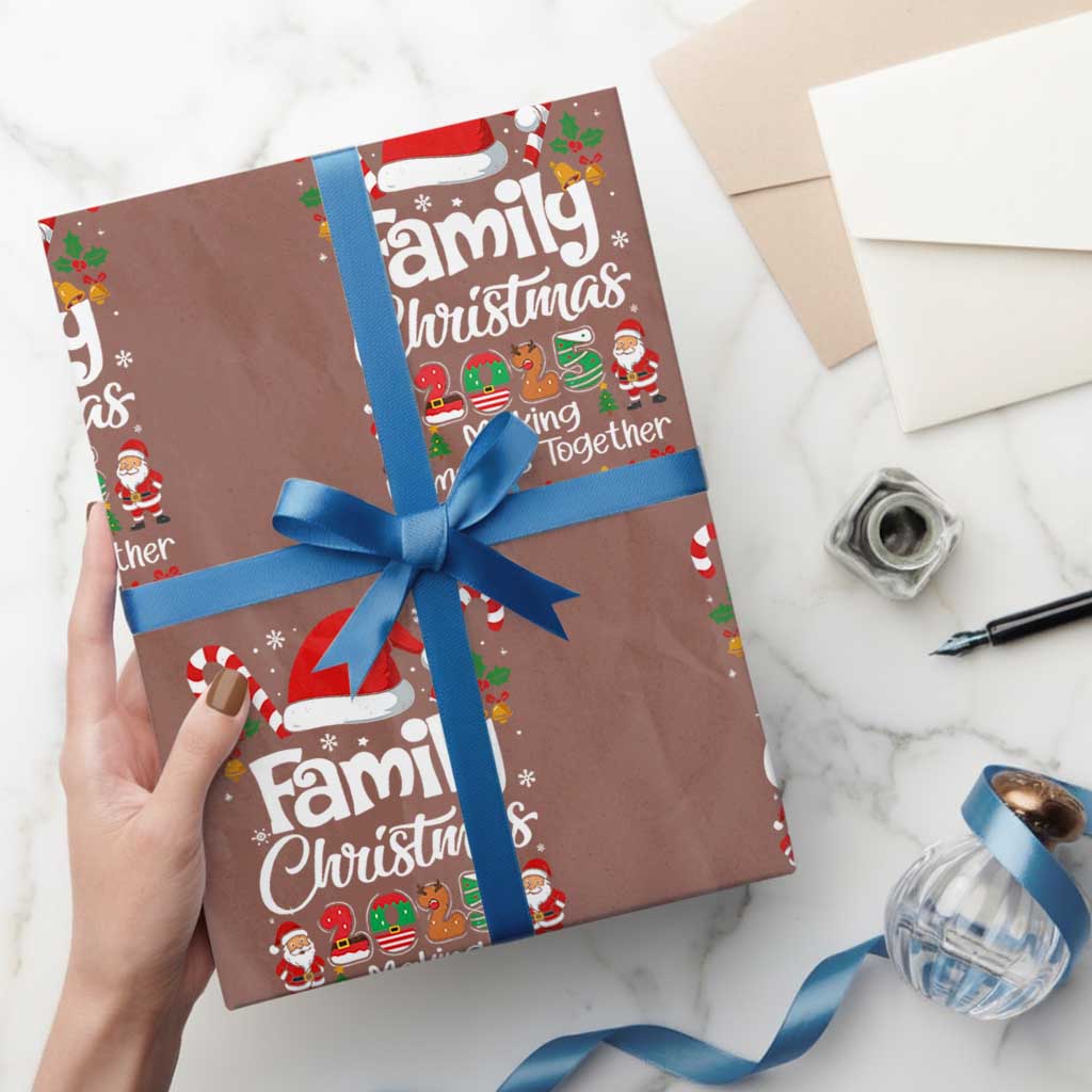 Family Christmas 2025 Wrapping Paper Roll Matching Xmas Squad Santa TS10 Mocha Print Your Wear