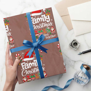 Family Christmas 2025 Wrapping Paper Roll Matching Xmas Squad Santa TS10 Mocha Print Your Wear