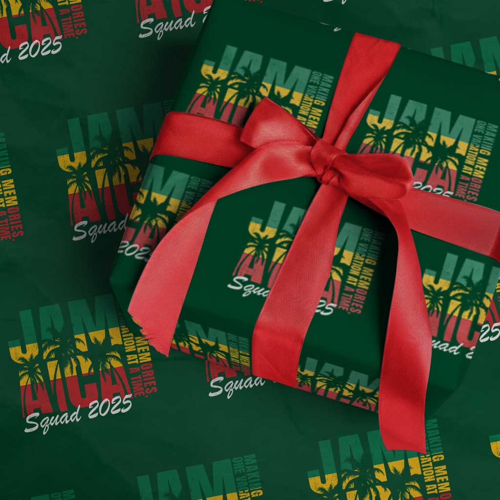 Family Vacation Jamaica 2025 Wrapping Paper Roll Matching Girls Trip Jamaica Squad TS10 Green Print Your Wear