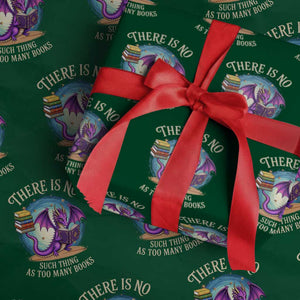 Fantasy Dragon Book Lover Wrapping Paper Roll There Is No Such Thing As Too Many Books TS12 Green Print Your Wear