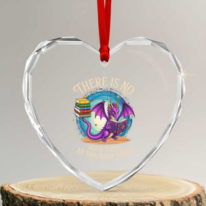 Fantasy Dragon Book Lover Heart Crystal Glass Ornament There Is No Such Thing As Too Many Books TS12 Transparent Glass 3'' Heart Print Your Wear