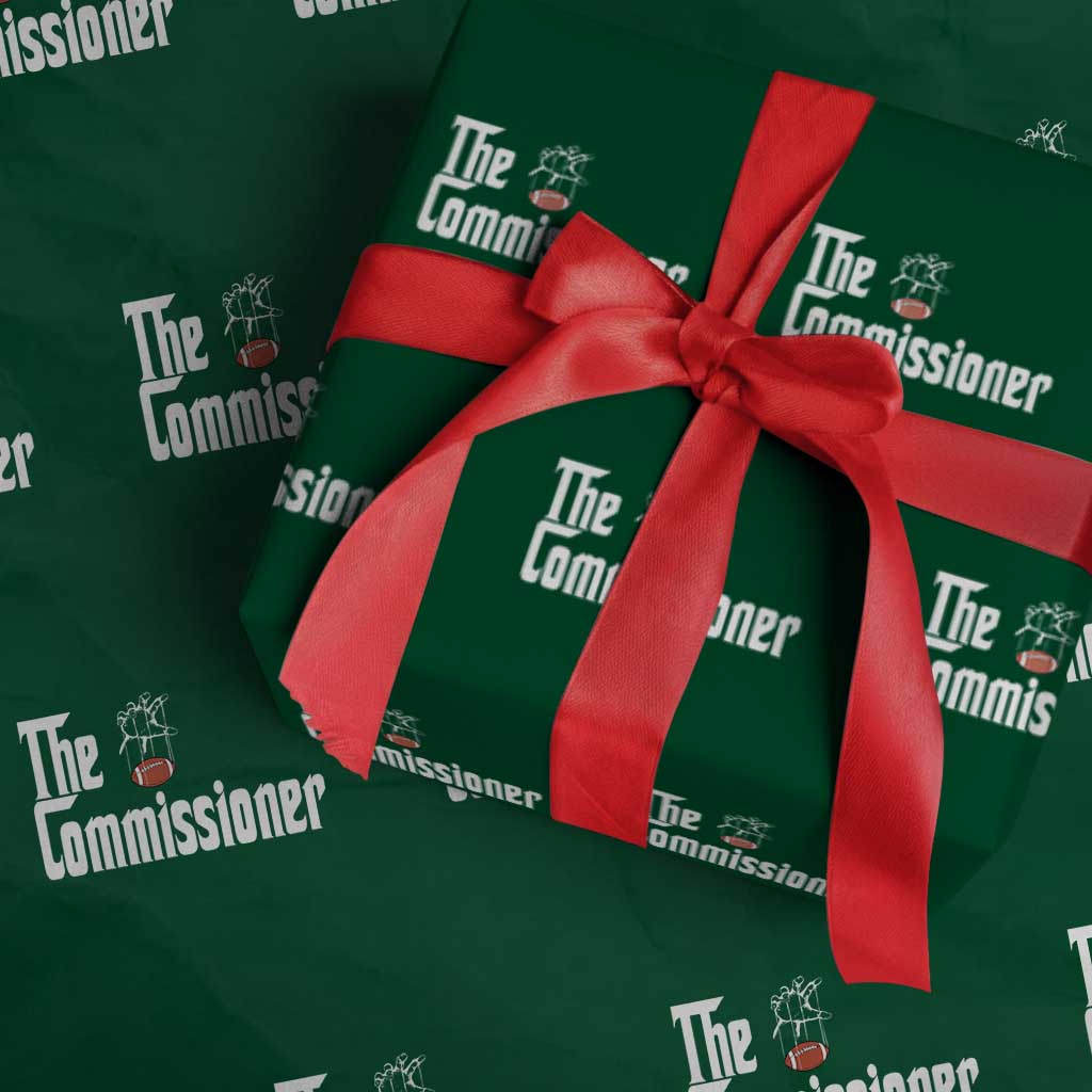 Fantasy Football Commissioner Wrapping Paper Roll Draft Party Commish FFL TS10 Green Print Your Wear