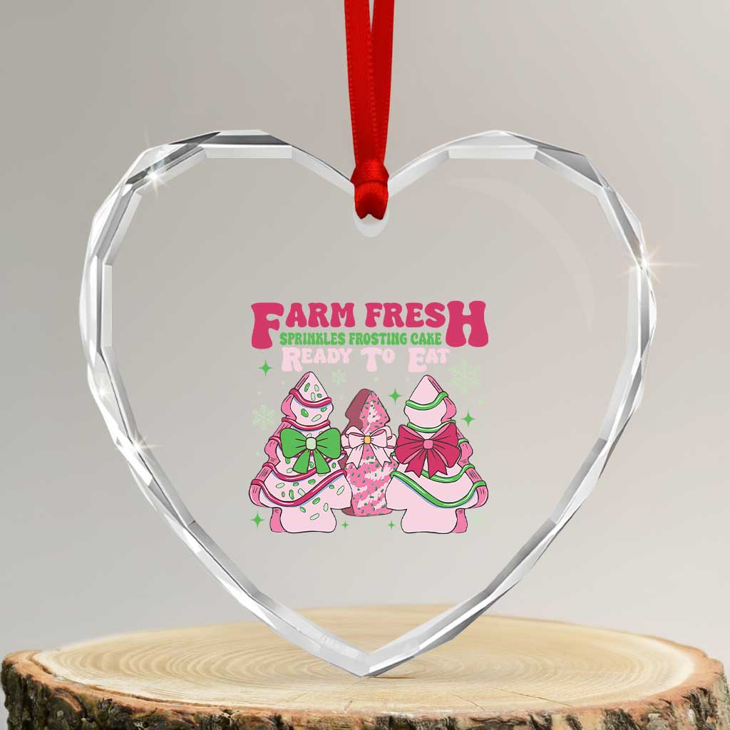 Farm Fresh Xmas Tree Cakes Coquette Heart Crystal Glass Ornament TS09 Transparent Glass 3'' Heart Print Your Wear