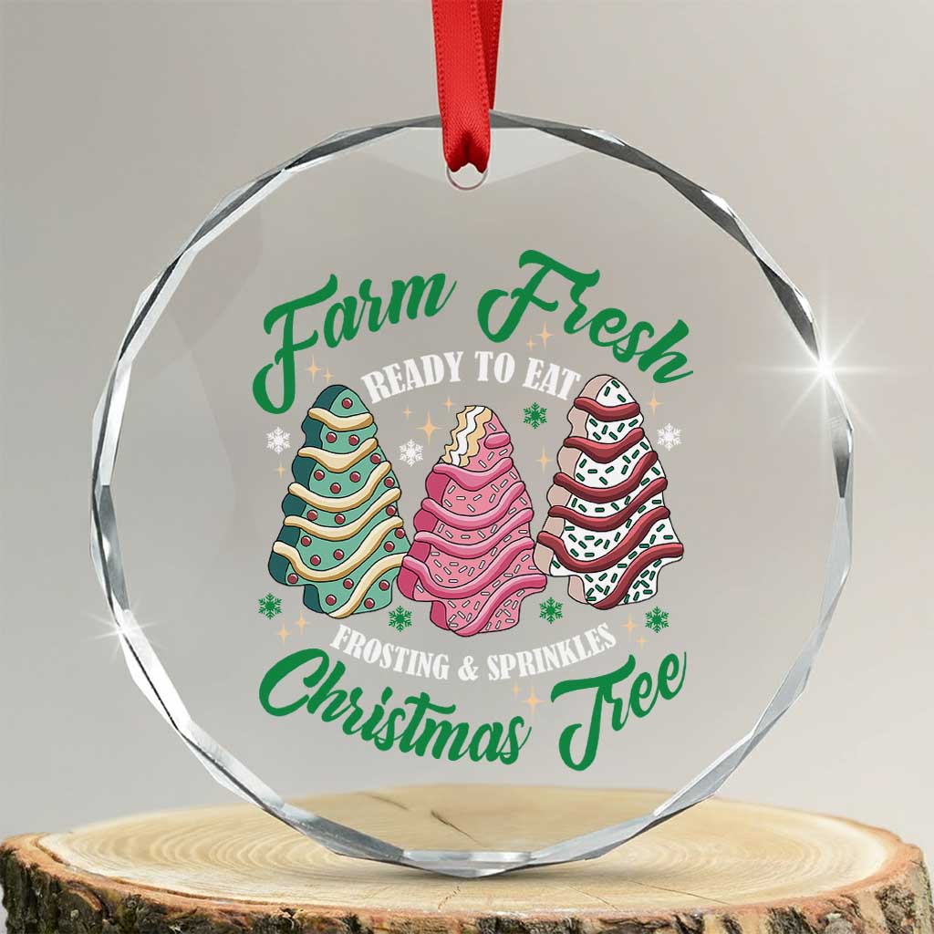 Farm Fresh Xmas Tree Cakes Crystal Glass Ornament TS09 Transparent Glass 3'' Circle Print Your Wear