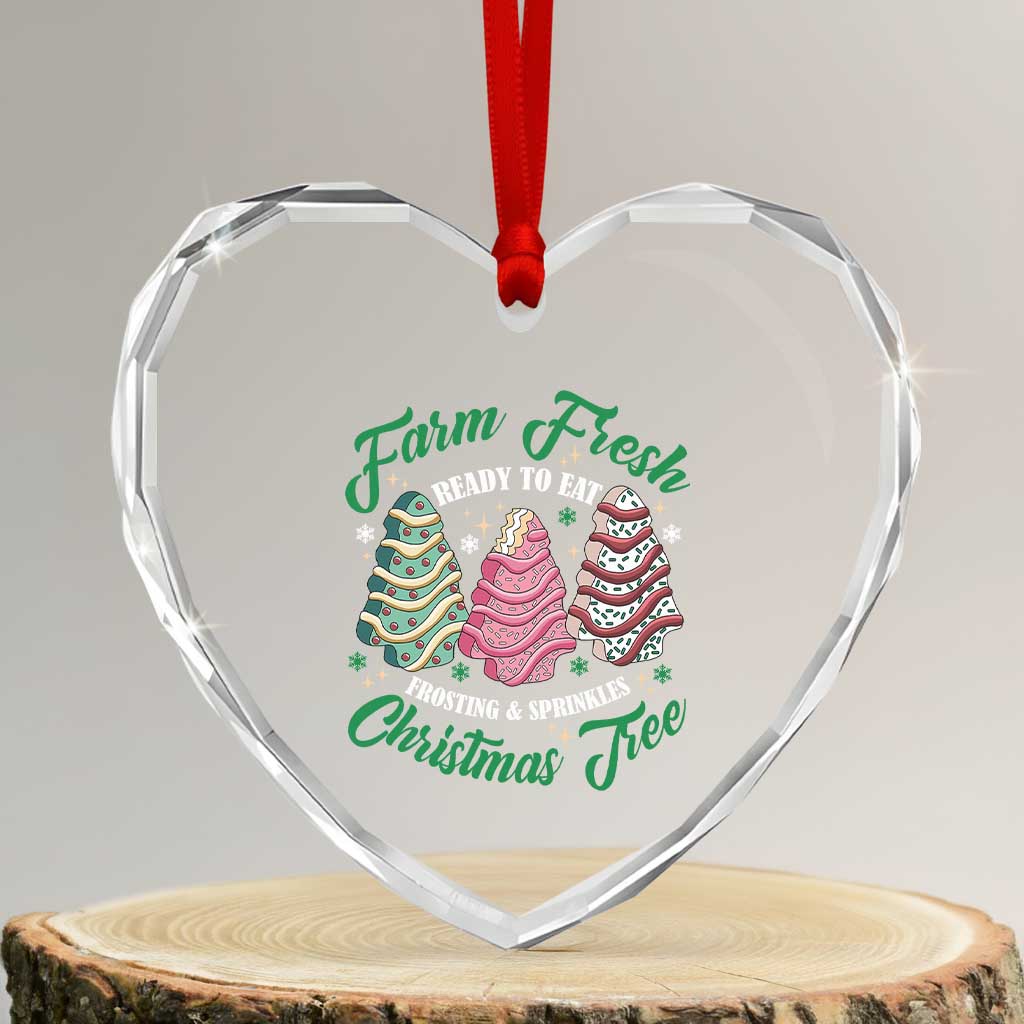 Farm Fresh Xmas Tree Cakes Heart Crystal Glass Ornament TS09 Transparent Glass 3'' Heart Print Your Wear
