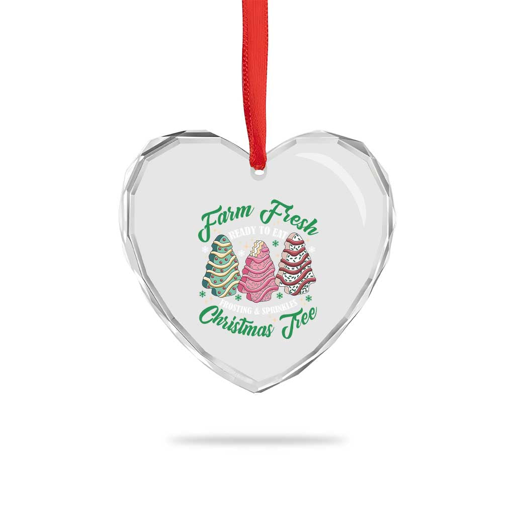 Farm Fresh Xmas Tree Cakes Heart Crystal Glass Ornament TS09 Print Your Wear