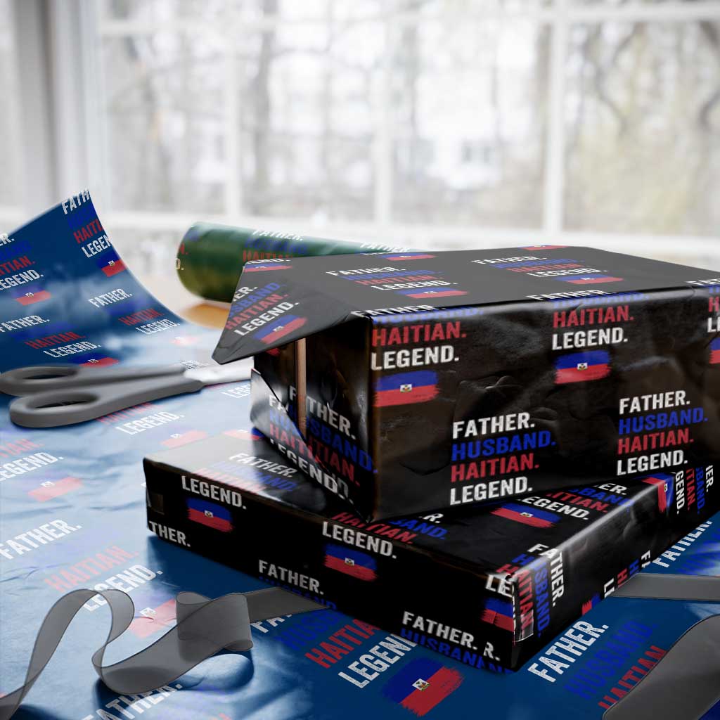 Father Husband Haitian Legend Wrapping Paper Roll Distressed Haiti Flag Dad Gift Father's Day TS02 Black Print Your Wear