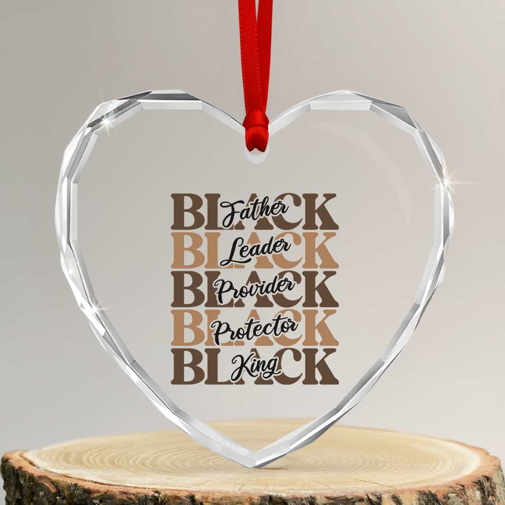 Father Leader Provider Protector King Heart Crystal Glass Ornament Proud Black Dad Gift