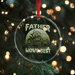 Father Mows Best Crystal Glass Ornament Lawn Mower Mowing Dad Retro Father's Day Gift TS10 Print Your Wear