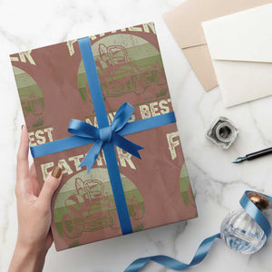 Father Mows Best Wrapping Paper Roll Lawn Mower Mowing Dad Retro Father's Day Gift TS10 Mocha Print Your Wear