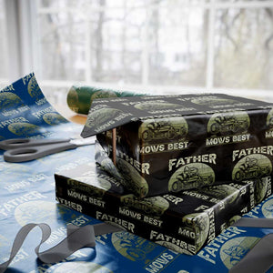 Father Mows Best Wrapping Paper Roll Lawn Mower Mowing Dad Retro Father's Day Gift TS10 Black Print Your Wear