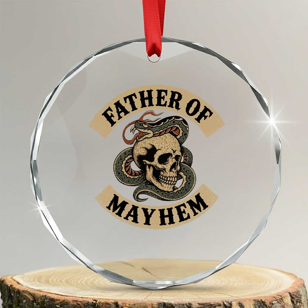 Father Of Mayhem Crystal Glass Ornament Dad Snake Skull Fathers Day TS11 Transparent Glass 3'' Circle Print Your Wear